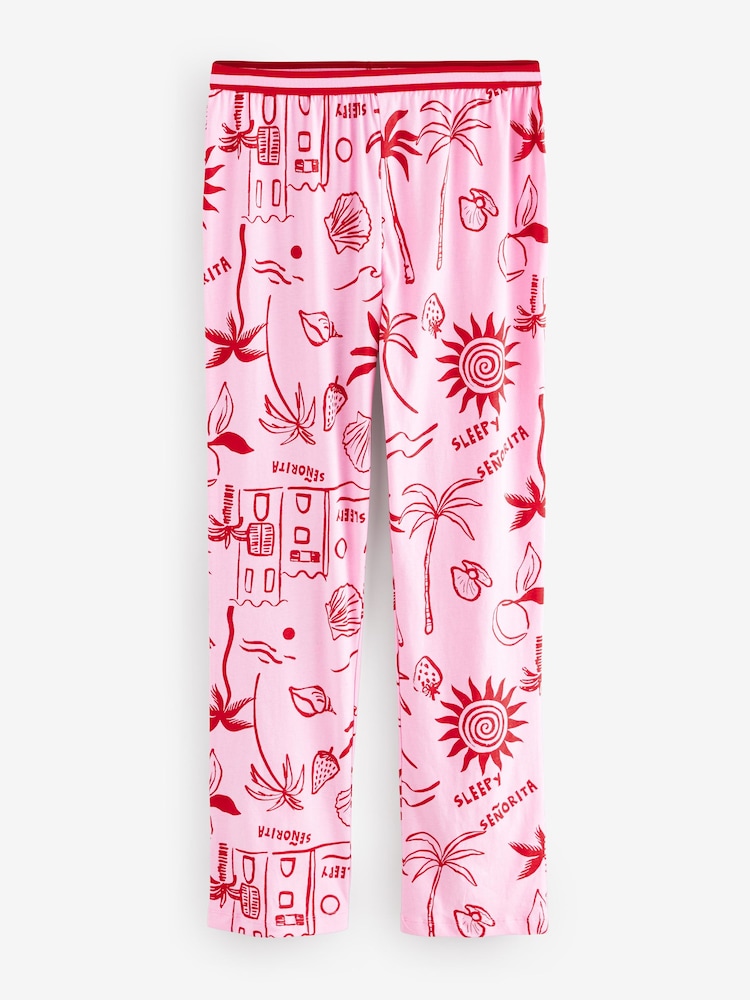 Red 100% Cotton Short Sleeve Pyjamas - Image 9 of 11
