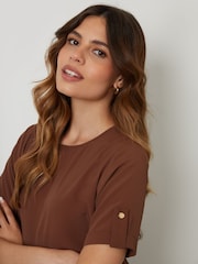 Marrón - Blusa con estampado y puño vuelto de Threadbare - Imagen 2 de 4