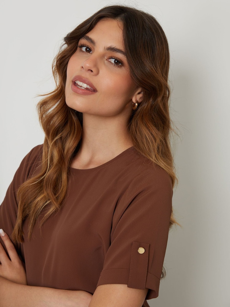 Marrón - Blusa con estampado y puño vuelto de Threadbare - Imagen 2 de 4