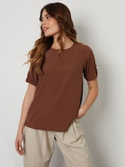 Marrón - Blusa con estampado y puño vuelto de Threadbare - Imagen 3 de 4