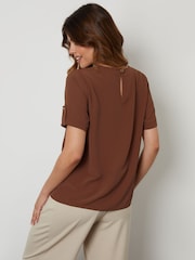 Marrón - Blusa con estampado y puño vuelto de Threadbare - Imagen 4 de 4