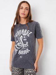 Threadbare Graphic Print 100% Cotton Band Acid Wash T-Shirt - Bild 2 von 5
