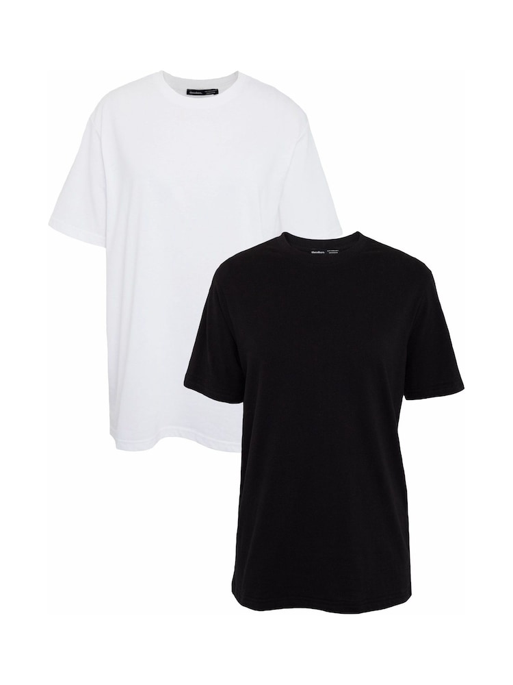 Threadbare Black Boyfriend Fit 100% Cotton Longline T-Shirts 2 Pack - Image 1 of 5