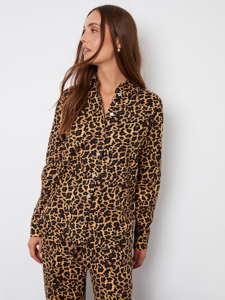 Threadbare Brown Print Ladies Leopard Shirt - Image 2 of 5
