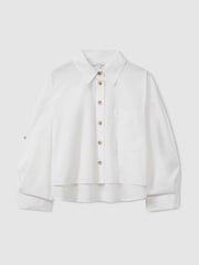 Reiss White Solene Cropped Cotton Shirt - Image 2 of 6