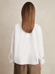Reiss White Solene Cropped Cotton Shirt - Image 5 of 6