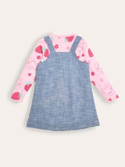 Brand Threads Pink Girls Peppa Pig Pinafore 100% Cotton Dress Set - Image 4 of 5
