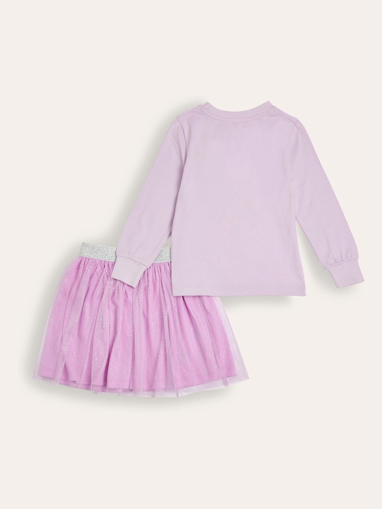 Brand Threads Purple Girls Disney Princess 100% Cotton Top And Tutu Set - Image 2 of 4