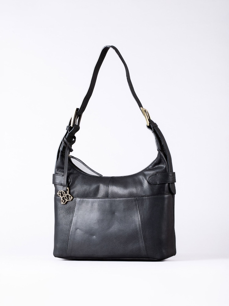 Lakeland Leather Black Newby Hobo Shoulder Bag - Image 1 of 6