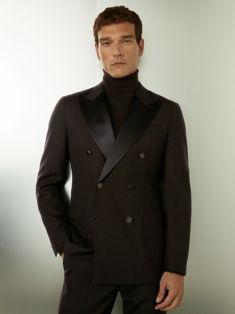 Reiss Shadow Double-Breasted Tuxedo Jacket in Wool - Image 1 of 6