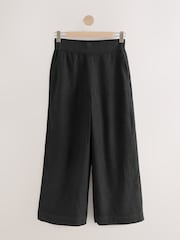 Black Linen Blend Wide Leg Trousers - Image 1 of 3