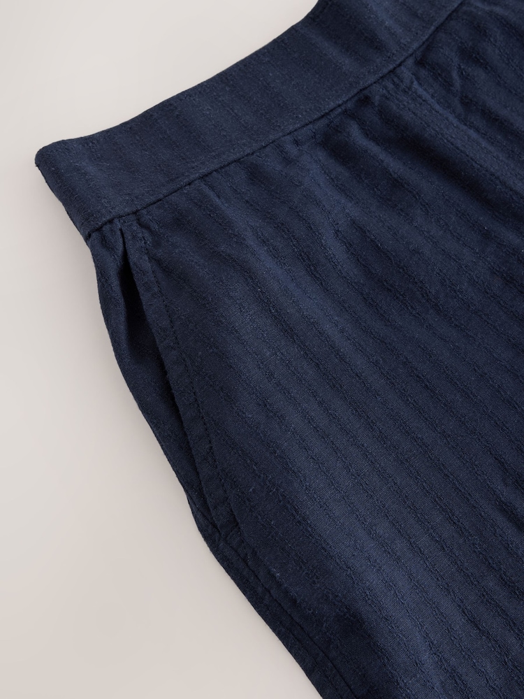 Navy Linen Blend Wide Leg Trousers - Image 3 of 3