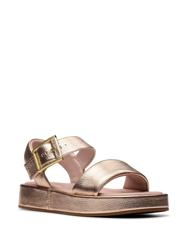 Clarks Brown Copper Metallic Alda Strap Sandals - Image 2 of 7