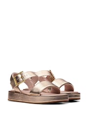 Clarks Brown Copper Metallic Alda Strap Sandals - Image 5 of 7