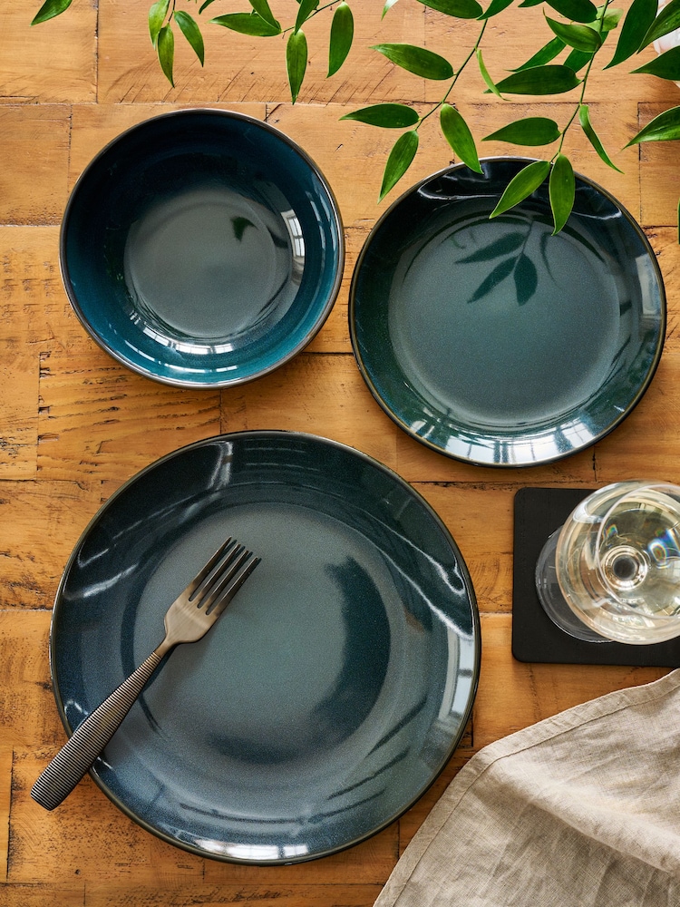 12 Piece Teal Blue Hampton Reactive Glaze Dinner Set - Image 2 of 5 12 Piece Teal Blue Hampton Reactive Glaze Dinner Set - Image 2 of 5