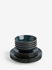 12 Piece Teal Blue Hampton Reactive Glaze Dinner Set - Image 5 of 5