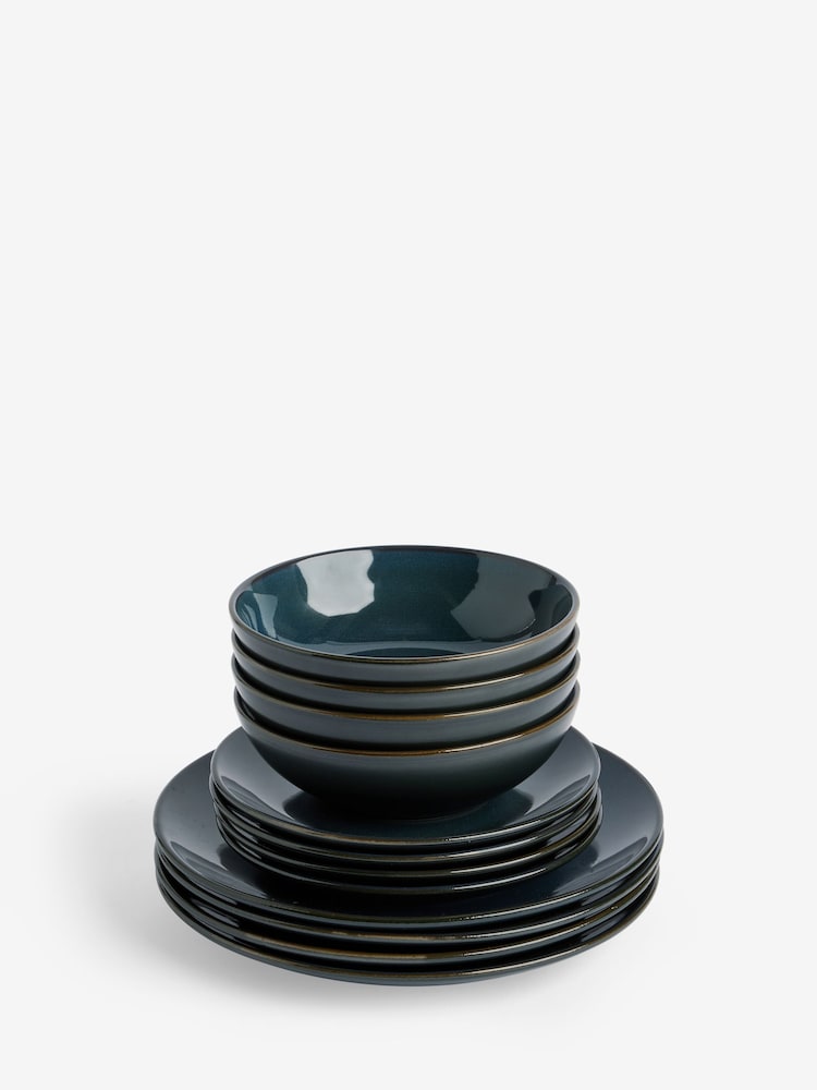 12 Piece Teal Blue Hampton Reactive Glaze Dinner Set - Image 5 of 5 12 Piece Teal Blue Hampton Reactive Glaze Dinner Set - Image 5 of 5