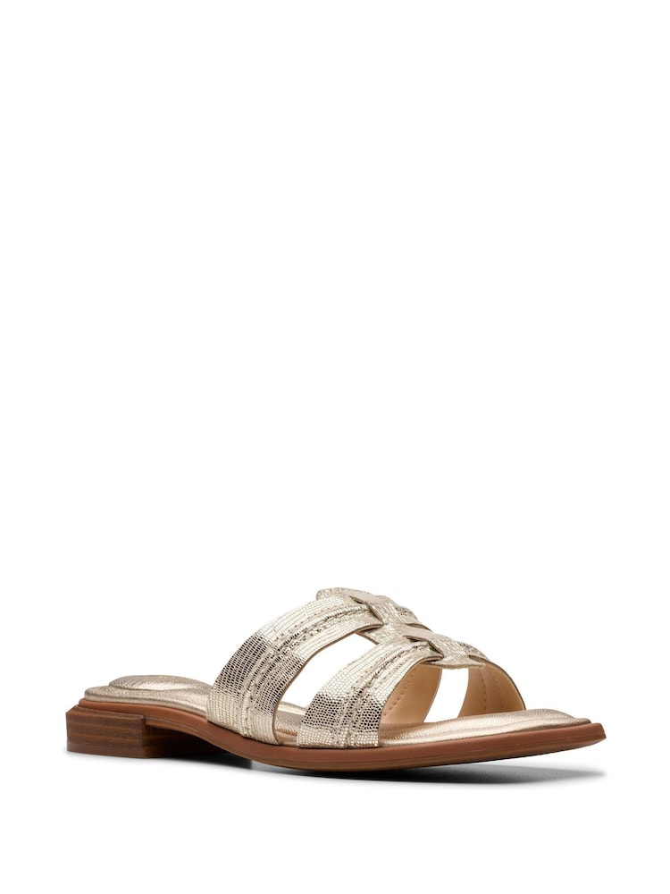 Clarks Gold Leather Ariany Mule Sandals - Image 3 of 7