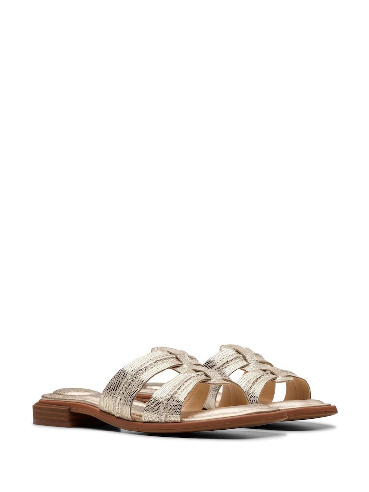 Clarks Gold Leather Ariany Mule Sandals - Image 4 of 7
