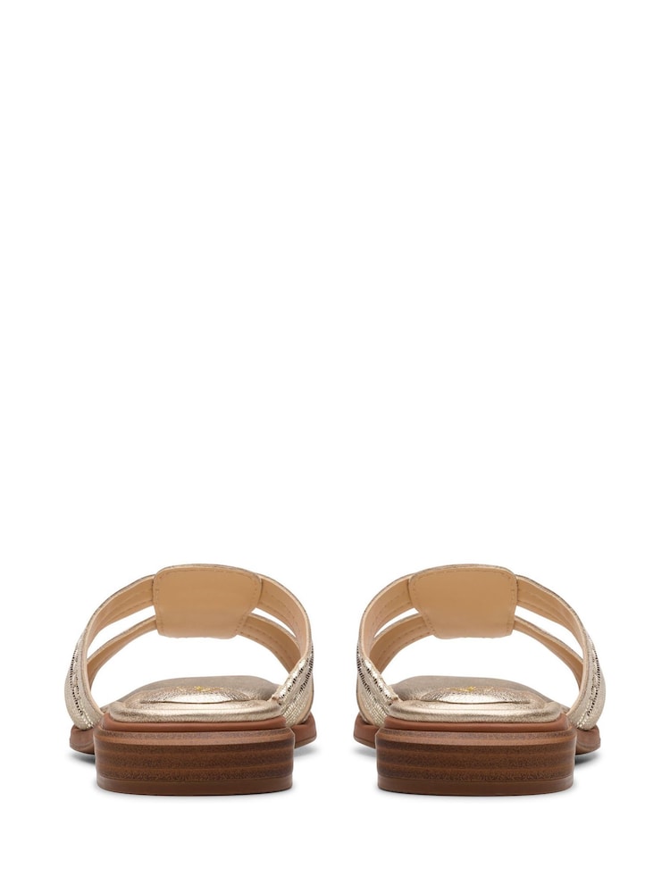 Clarks Gold Leather Ariany Mule Sandals - Image 6 of 7