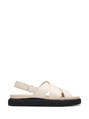 Clarks Cream Leather Aristella Sun Sandals - Image 1 of 7