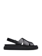 Clarks Black Leather Aristella Sun Sandals - Image 1 of 7