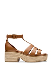 Clarks Brown Leather Coledale Sun Sandals - Image 1 of 7