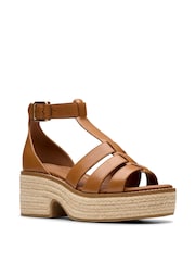 Clarks Brown Leather Coledale Sun Sandals - Image 3 of 7