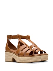 Clarks Brown Leather Coledale Sun Sandals - Image 4 of 7