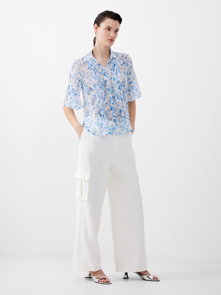 French Connection White Crinkle Catrina Hallie Top - Image 1 of 4