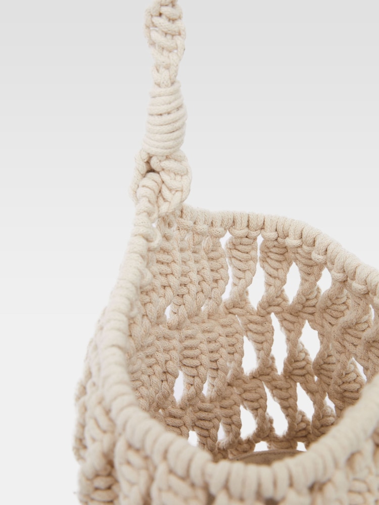 French Connection Brown 100% Cotton Macrame Bag - Image 3 of 3
