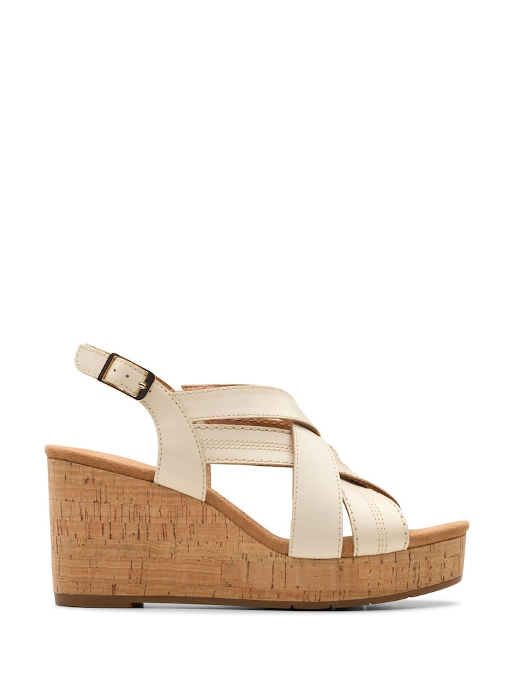 Clarks Cream Standard Fit (D) Leather Sabina Sling Sandals - Image 1 of 7