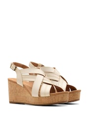 Clarks Cream Standard Fit (D) Leather Sabina Sling Sandals - Image 4 of 7
