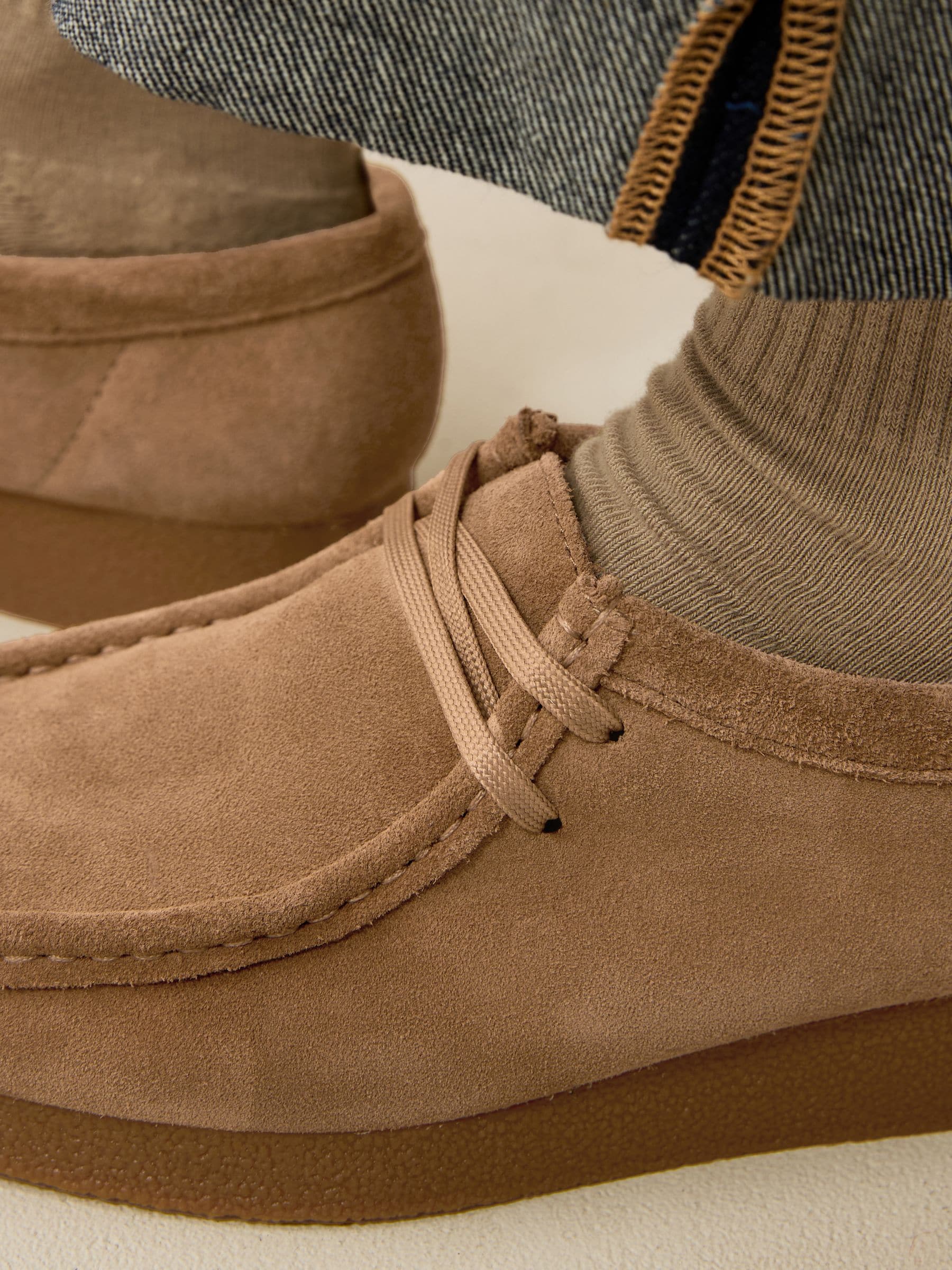 Buy Clarks Dark Sand Suede Wallabee EVO Shoes from Next Luxembourg