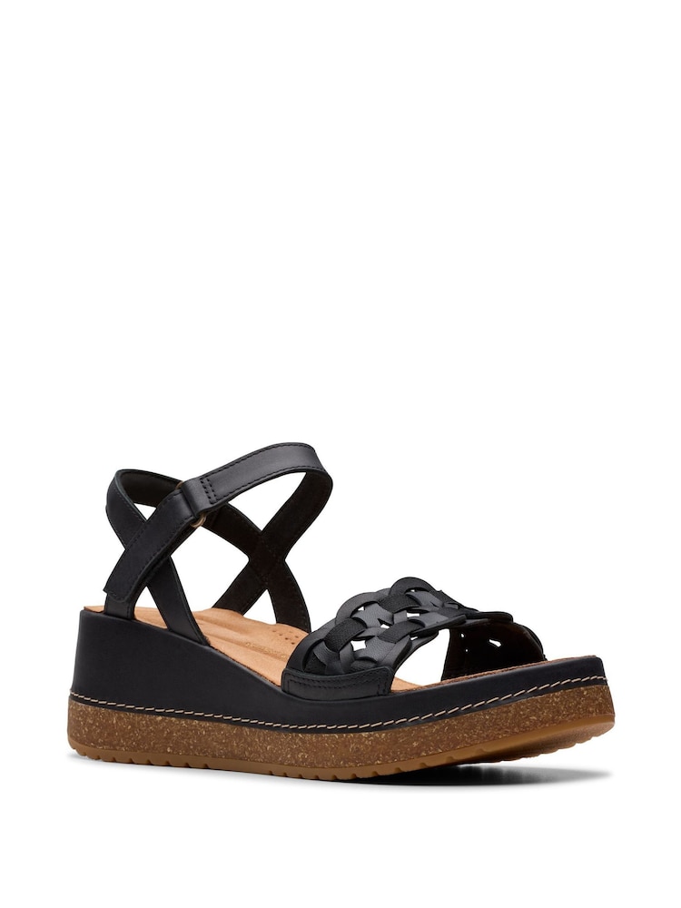 Clarks Black Wedge Multi Kassanda Bar Sandals - Image 3 of 7