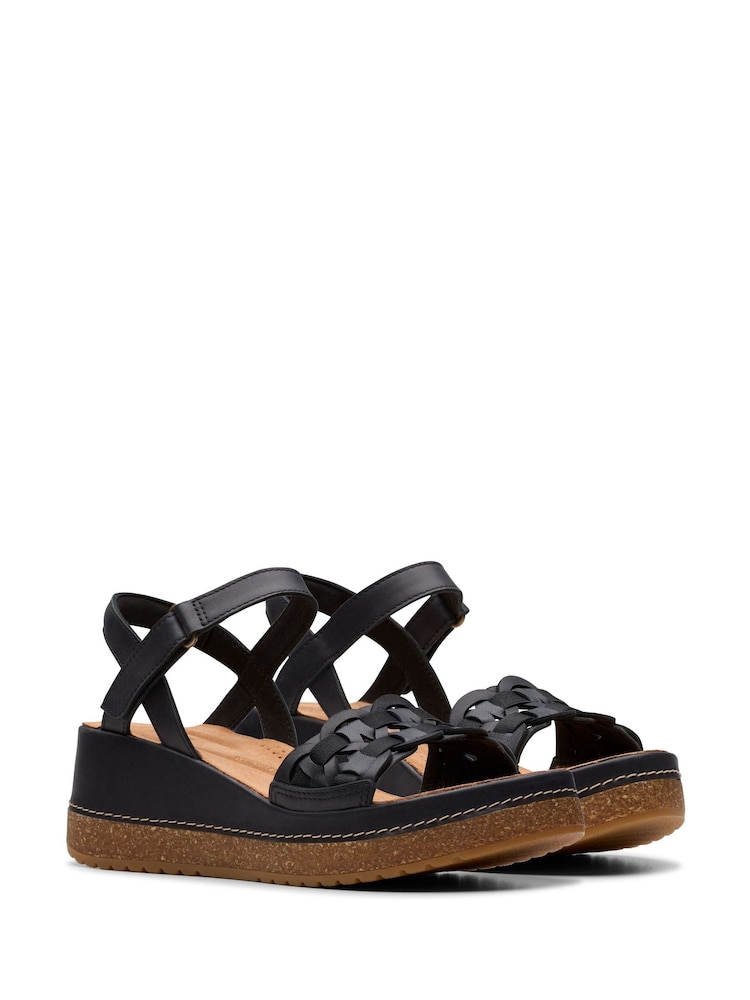 Clarks Black Wedge Multi Kassanda Bar Sandals - Image 4 of 7