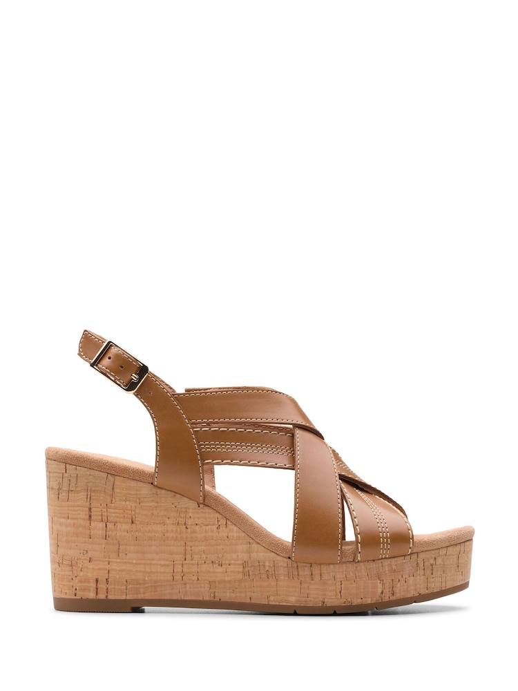 Clarks Natural Standard Fit (D) Leather Sabina Sling Sandals - Image 1 of 7