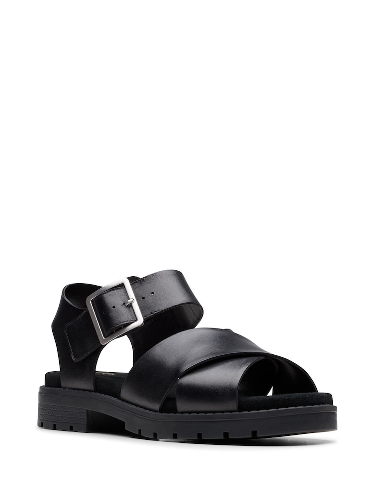 Clarks Black Leather Orinoco Cross Sandals - Image 3 of 7