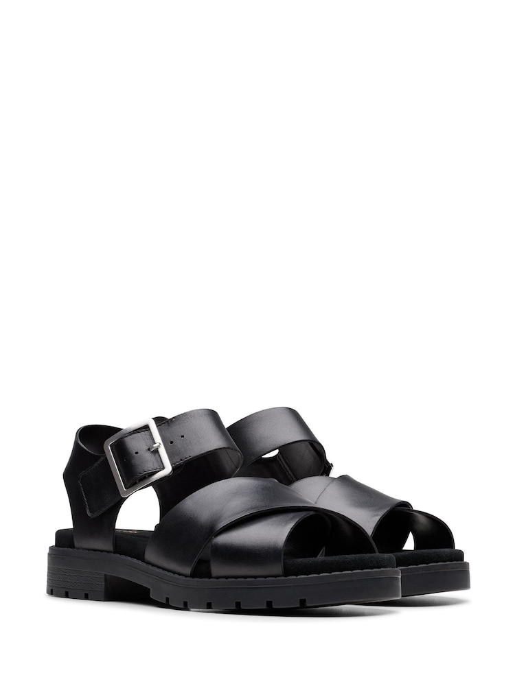 Clarks Black Leather Orinoco Cross Sandals - Image 4 of 7