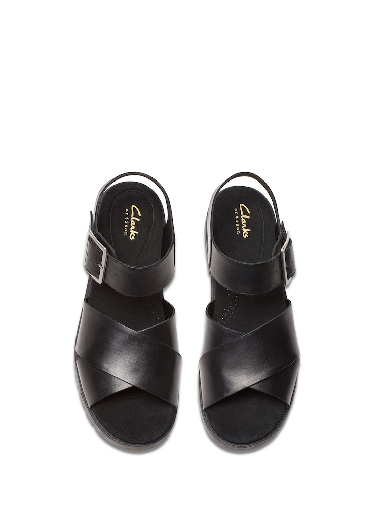 Clarks Black Leather Orinoco Cross Sandals - Image 6 of 7