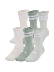 Under Armour Green Essential Crew Socks 6 Pack - Image 1 of 3