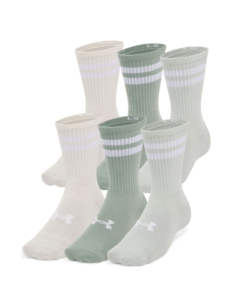 Under Armour Green Essential Crew Socks 6 Pack - Image 1 of 3