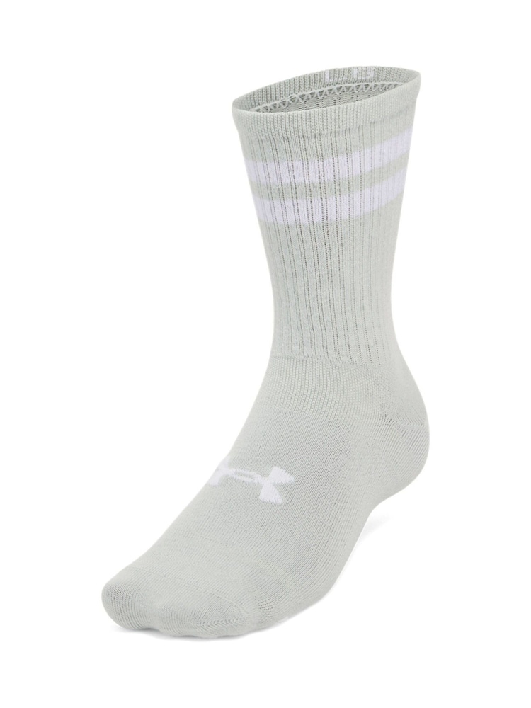 Under Armour Green Essential Crew Socks 6 Pack - Image 3 of 3