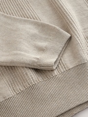 Stone Textured Long Sleeve 100% Cotton Polo Jumper - Image 3 of 3