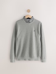Grey 100% Cotton Mock Layer Jumper - Image 1 of 1