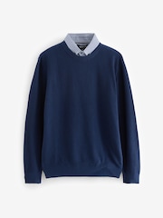 Navy 100% Cotton Mock Layer Shirt - Image 1 of 1