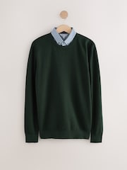 Green Mock Layer 100% Cotton Jumper - Image 1 of 1