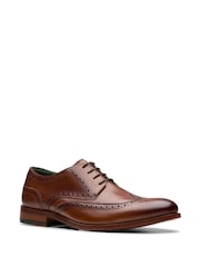 Clarks Brown Mid Tan Craft James Tip Shoes - Image 3 of 8