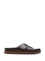 Clarks Brown Leather Torford Cross Sandals - Image 1 of 7