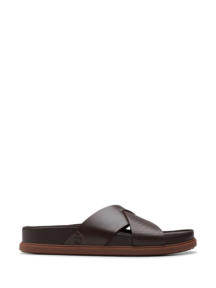 Clarks Brown Leather Torford Cross Sandals - Image 1 of 7